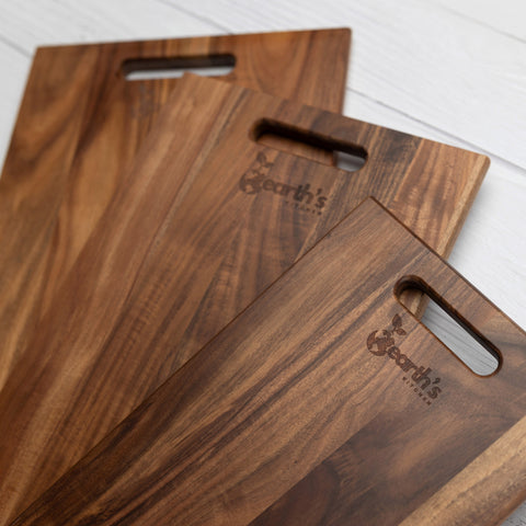 3-Piece Natural Acacia Wood Chopping Board Set
