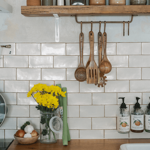 4-Piece Natural Teak Wood Kitchen Utensils Set